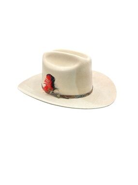 Vintage Off White Cream Caledonia Company Feather Western Fur Blend Cowboy Hat